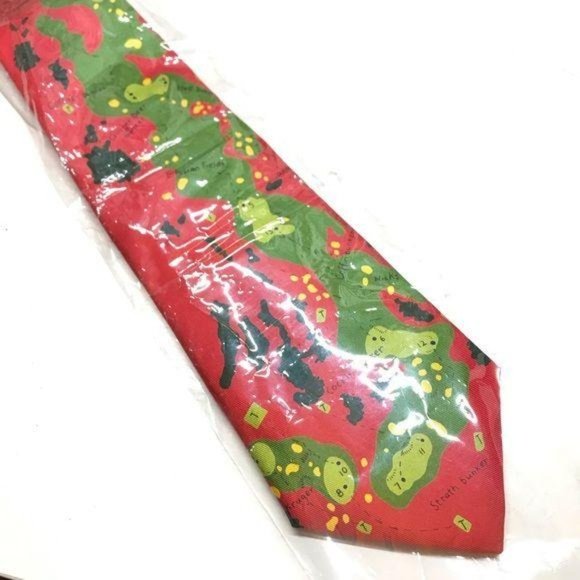 ARKLE SCOTLAND Vintage Silk Tie Red Golf Graphic Men’s necktie New - Picture 3 of 8